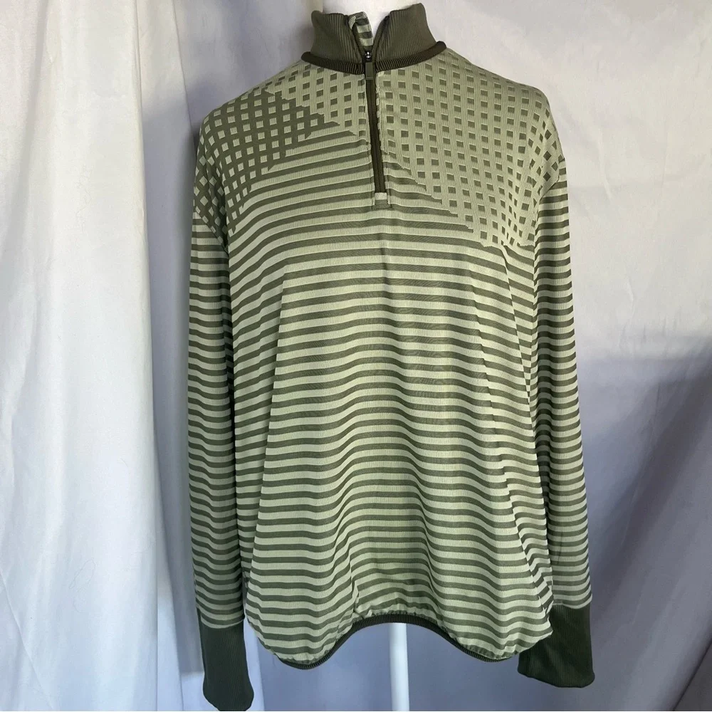 Nike Women’s‎ Dri-FIT UV Ace Golf 1/2 Zip Pullover Olive Green Stripes XL Tennis